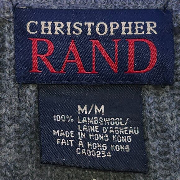 VINTAGE Christopher Rand 1/4 Zip Men's Medium 100% Lambs wool Layering Grey Wool - Picture 2 of 7